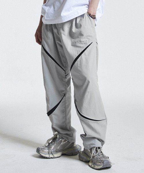 nylon zip slide pants [grey]